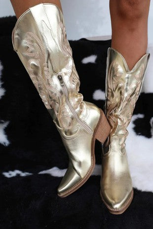 Retailer golden cowboy boots