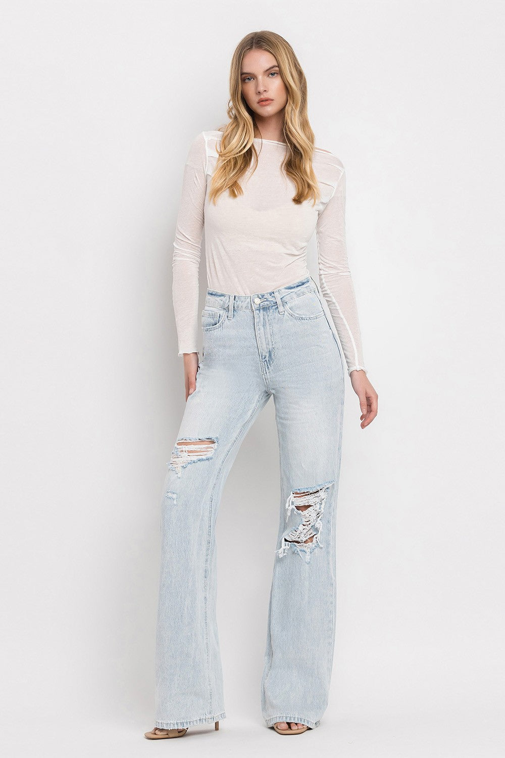 90'S Vintage Super High Rise Flare Jeans