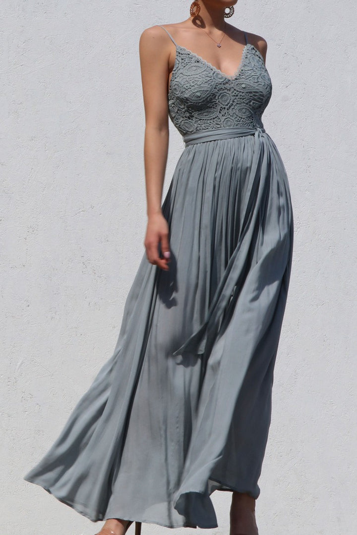 Swept Away Crotchet Lace Maxi Dress (Sage) FINAL SALE