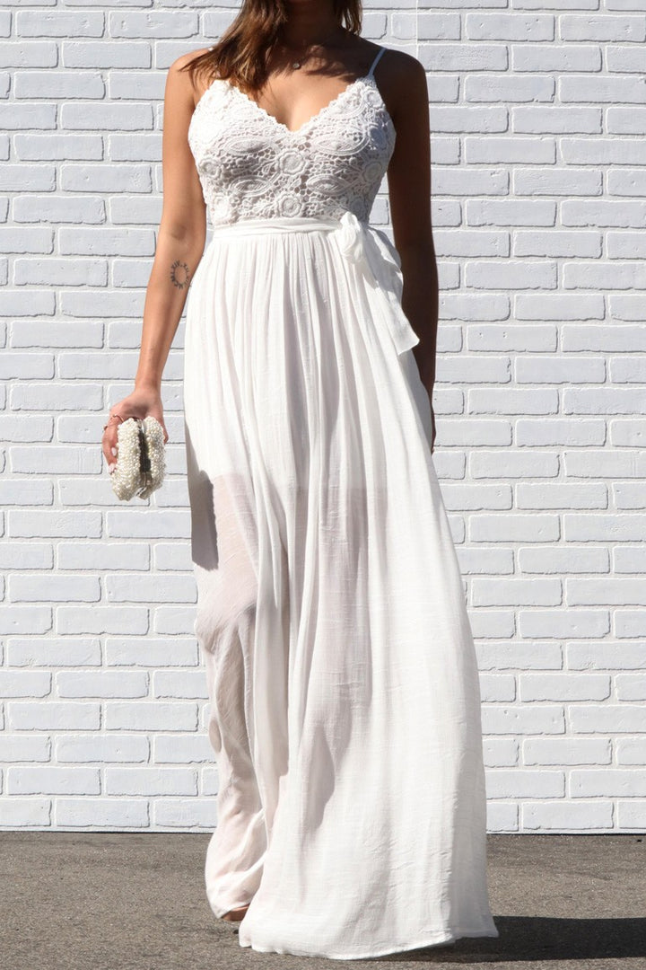 Swept Away Crotchet Lace Maxi Dress (White) FINAL SALE