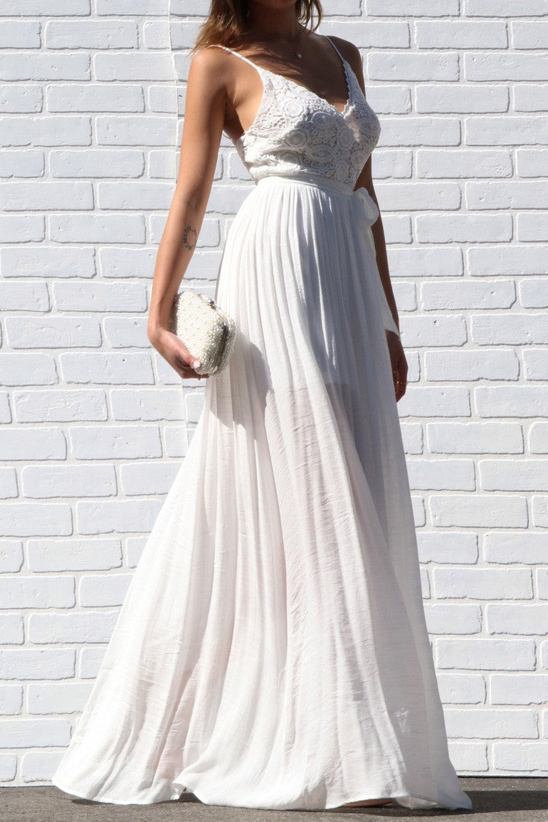 Swept Away Crotchet Lace Maxi Dress (White) FINAL SALE