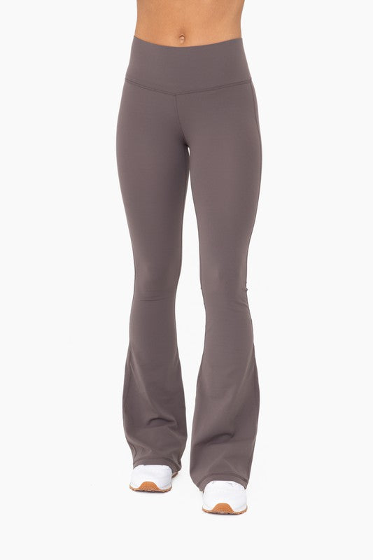 Fleece Lined Tummy Control Flare Leggings (Mocha)