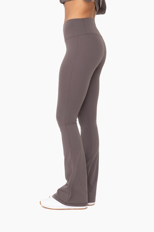 Fleece Lined Tummy Control Flare Leggings (Mocha)