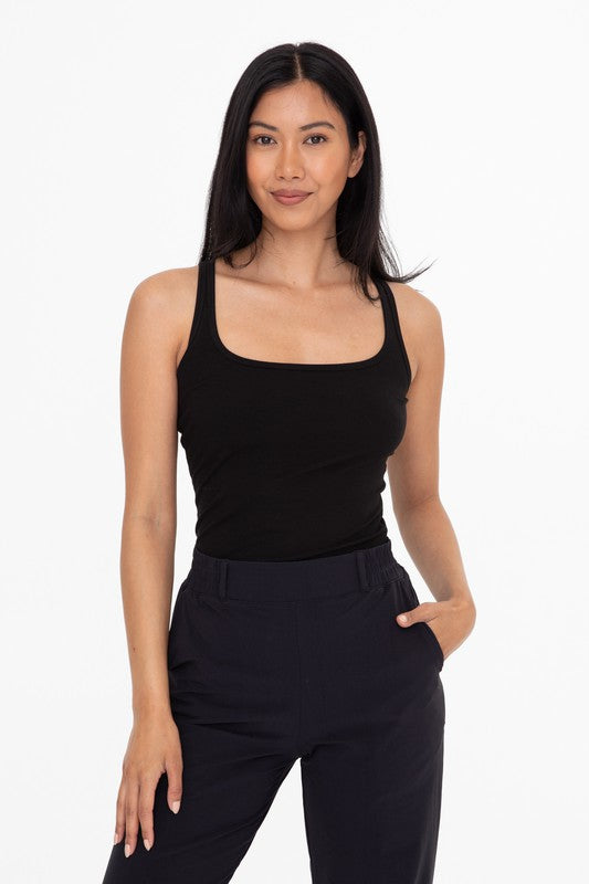 Square Neck Essentials Tank (Black) FINAL SALE