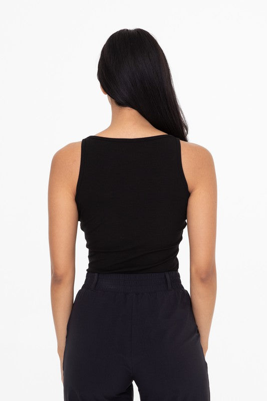 Square Neck Essentials Tank (Black) FINAL SALE