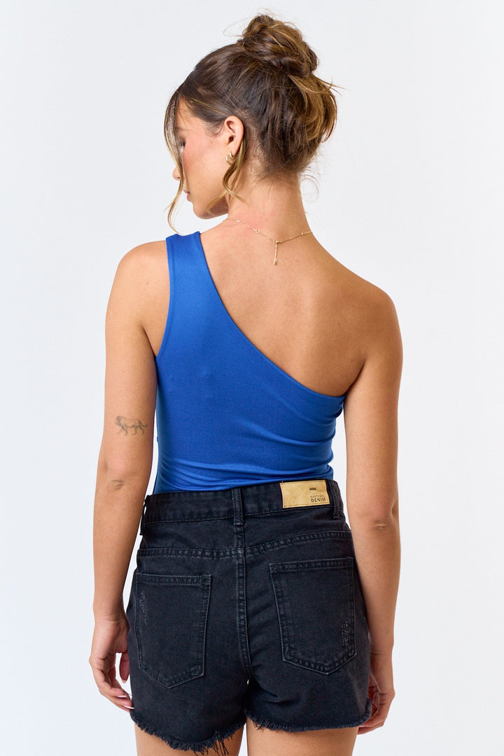 One Shoulder Reversible Bodysuit (Royal Blue)