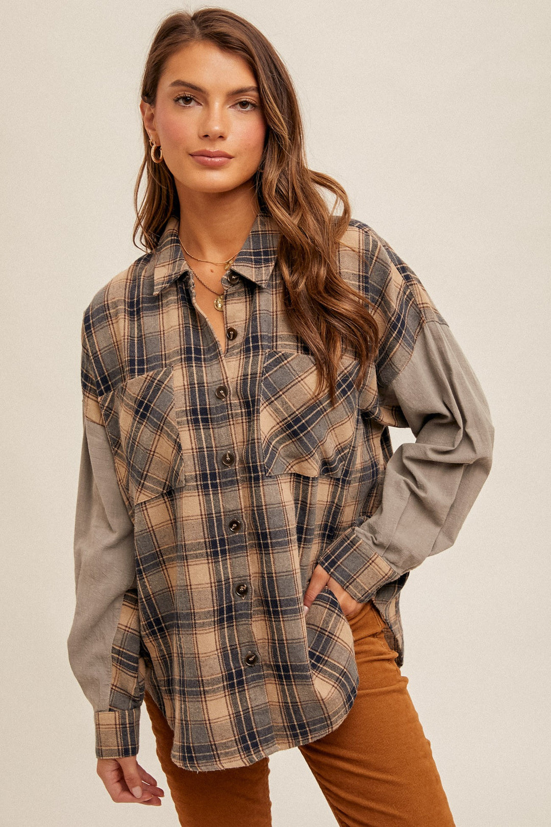 Ryder Plaid Oversized Jacket (Slate Grey)