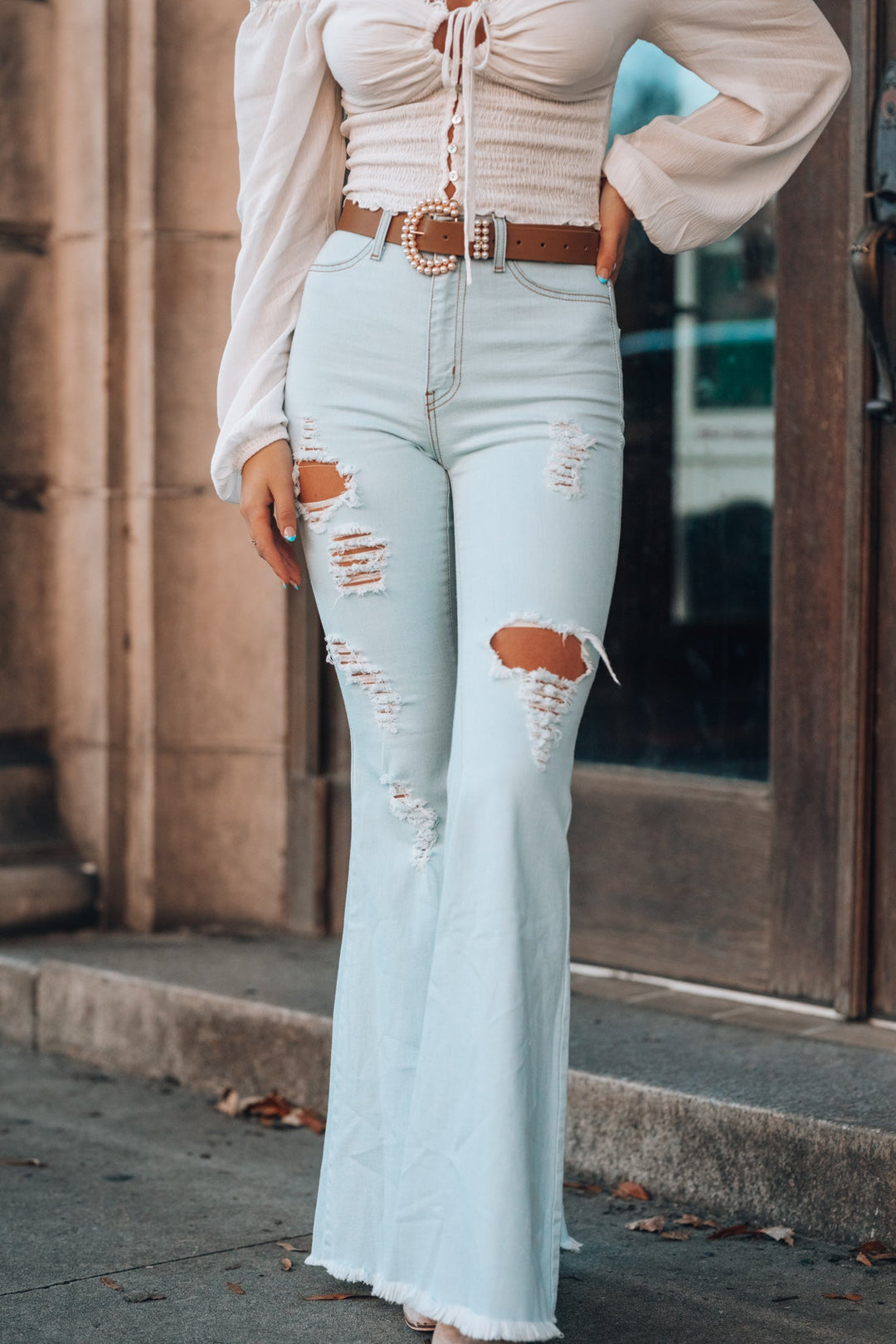 Rodeo Distressed Bell Bottoms (Light Wash)