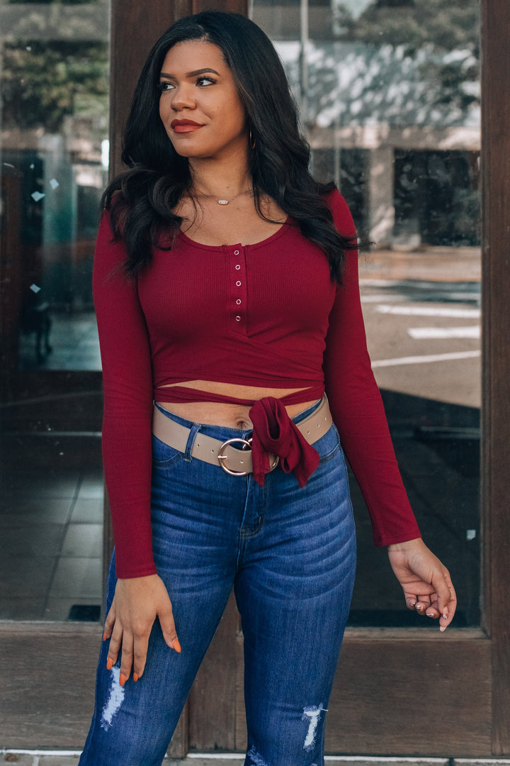 Simmona Wrap Top (Wine) FINAL SALE