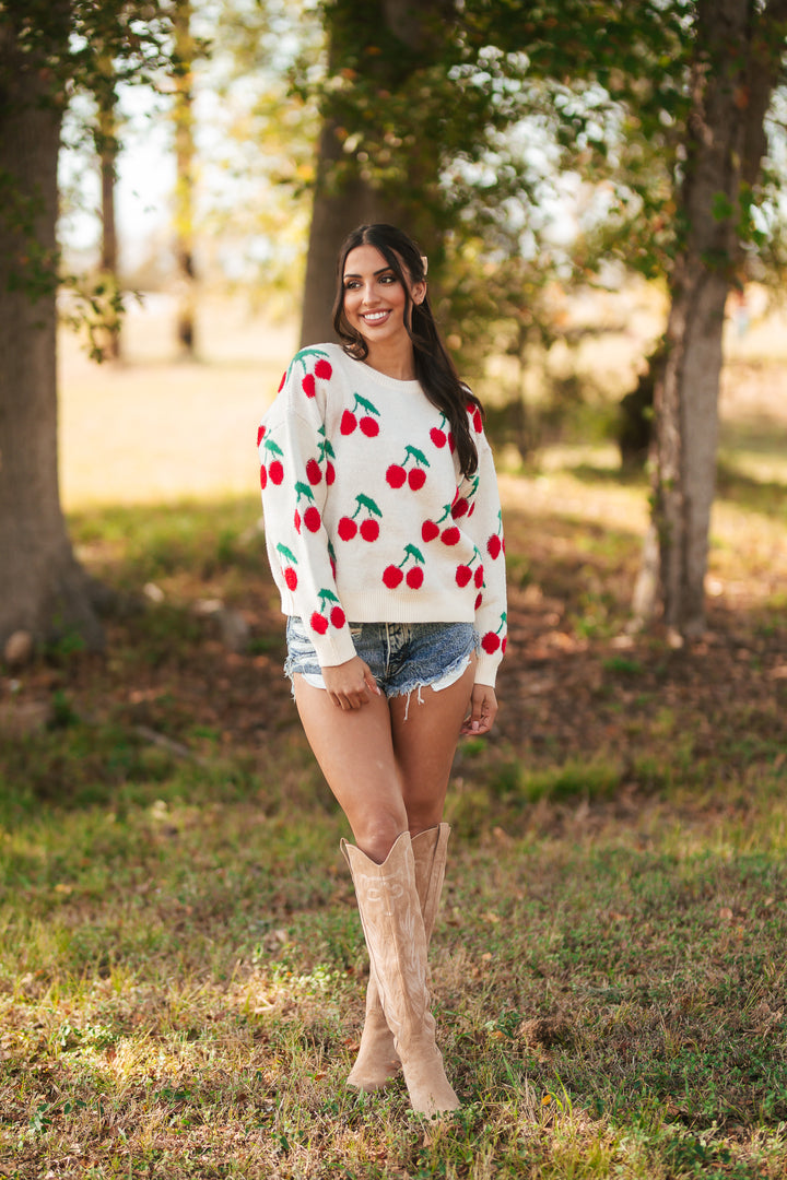 Sweet As Cherries Knit Sweater