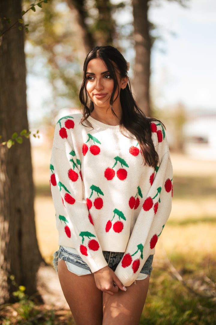 Sweet As Cherries Knit Sweater