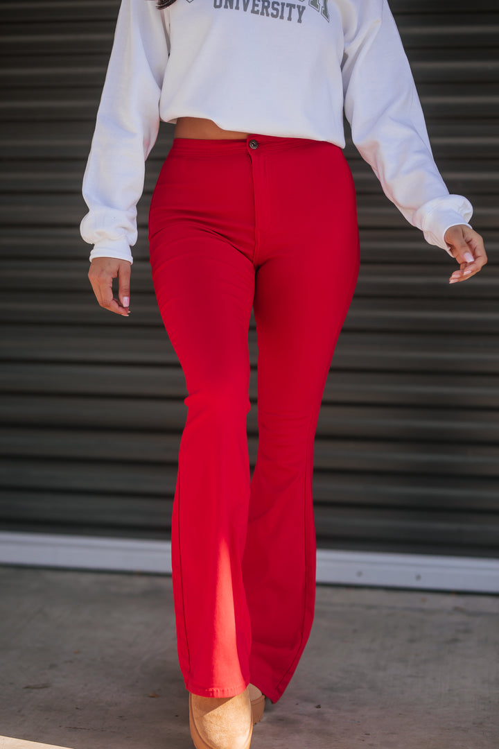 Knox Flare Jeans (Red)