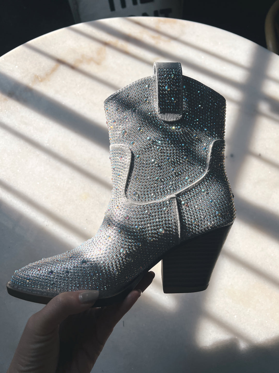 Howdy Rhinestone Booties (Silver)