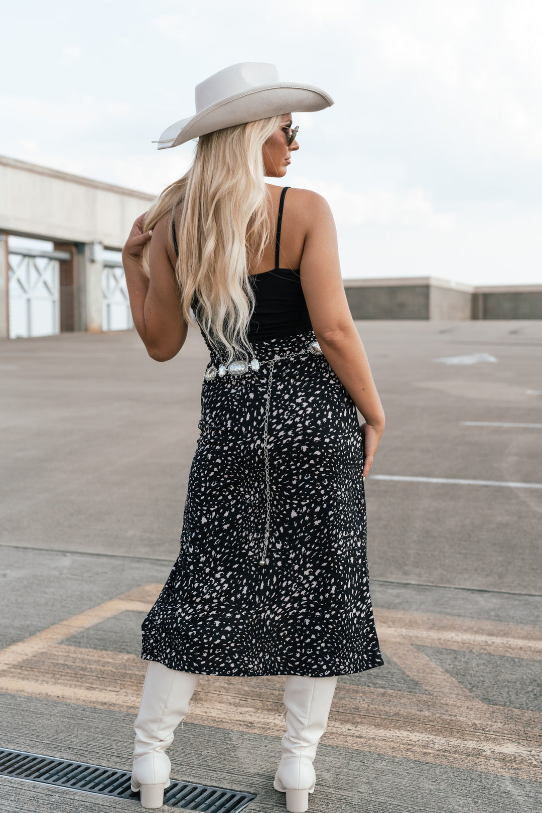 Spotty Midi Skirt (Black)