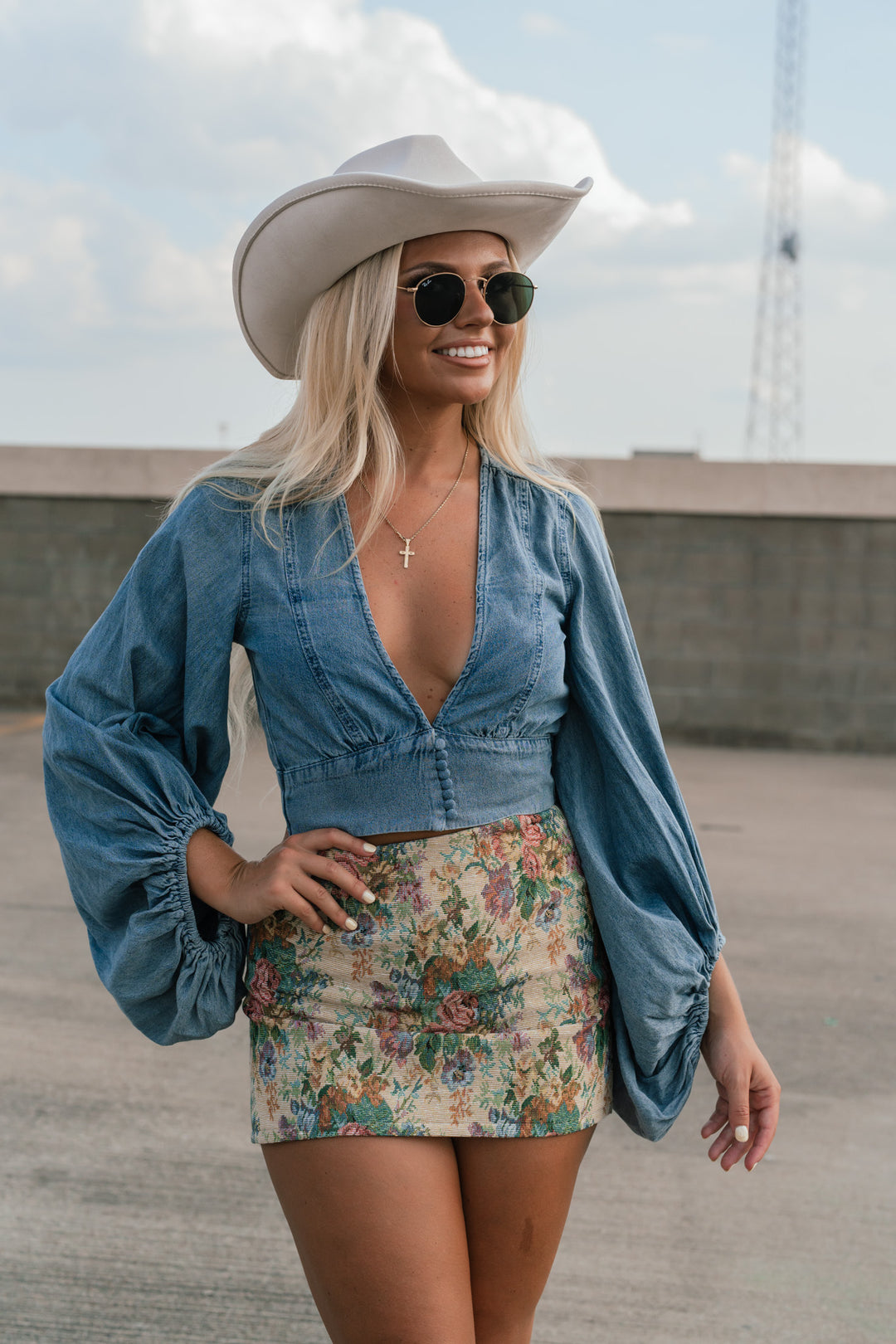 PRE-ORDER Charleston Denim Blouse (Medium Denim) Ships Early December