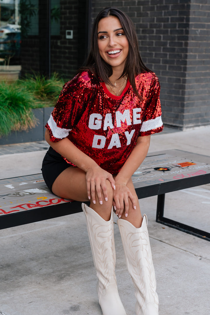 Game Day Sequin Crop Top