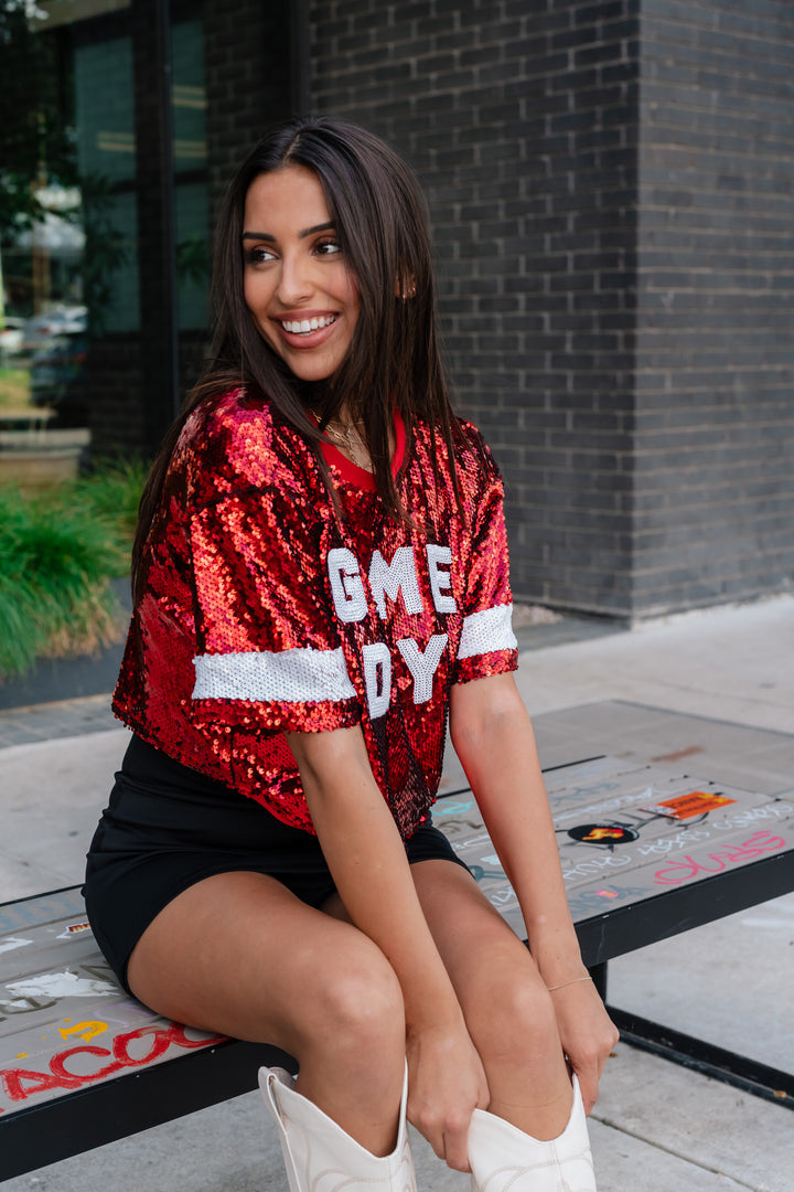 Game Day Sequin Crop Top