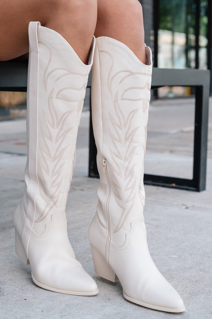 Rowdy Nights Cowboy Boot (Bone)