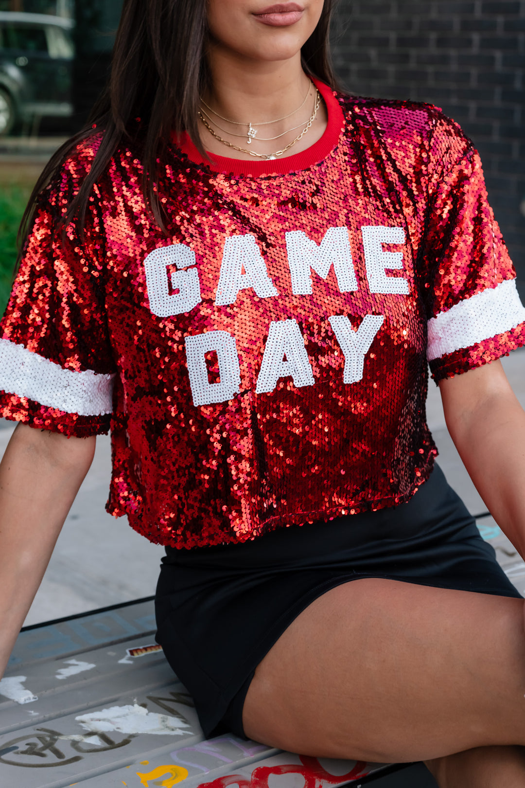 Game Day Sequin Crop Top