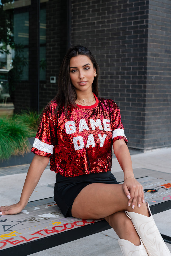 Game Day Sequin Crop Top