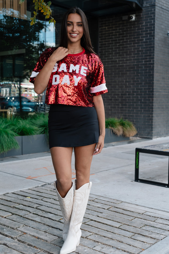 Game Day Sequin Crop Top