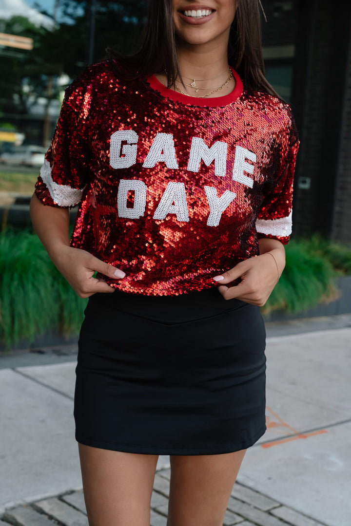 Game Day Sequin Crop Top