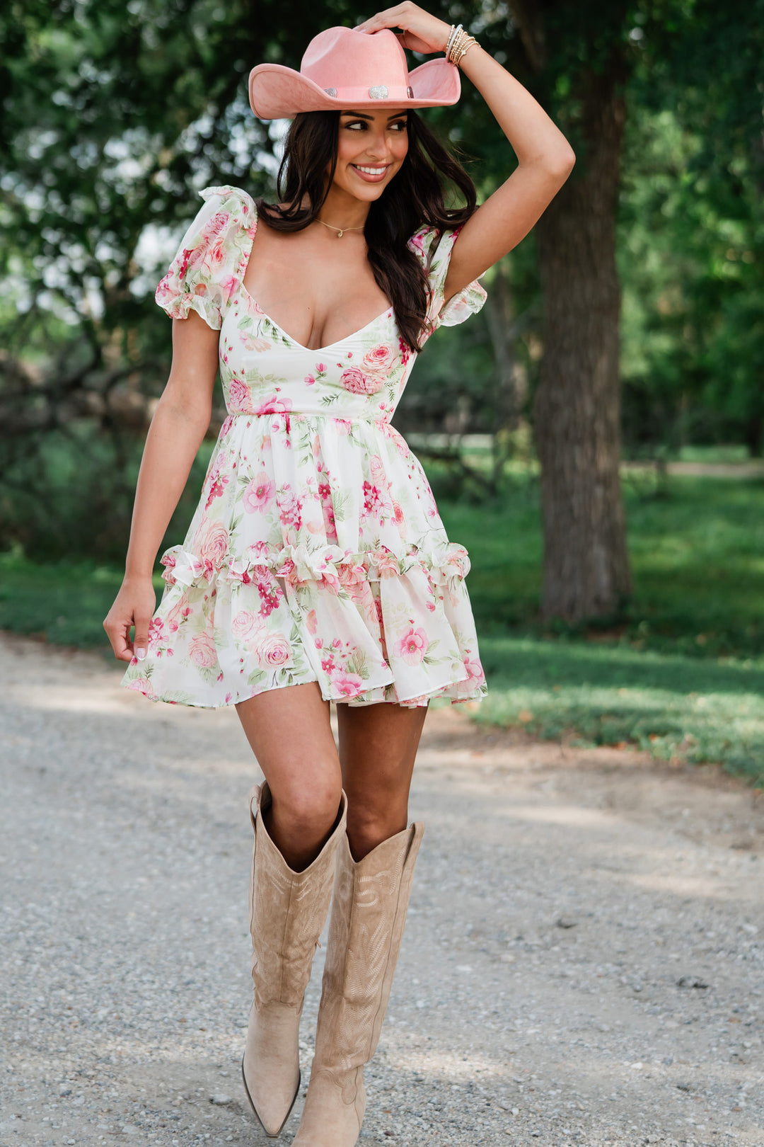 Wild Flower Puff Mini Dress