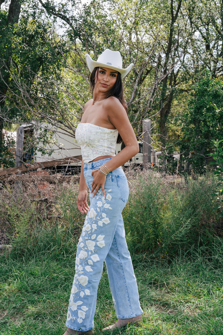 Set In Stone Embroidered Denim Jeans