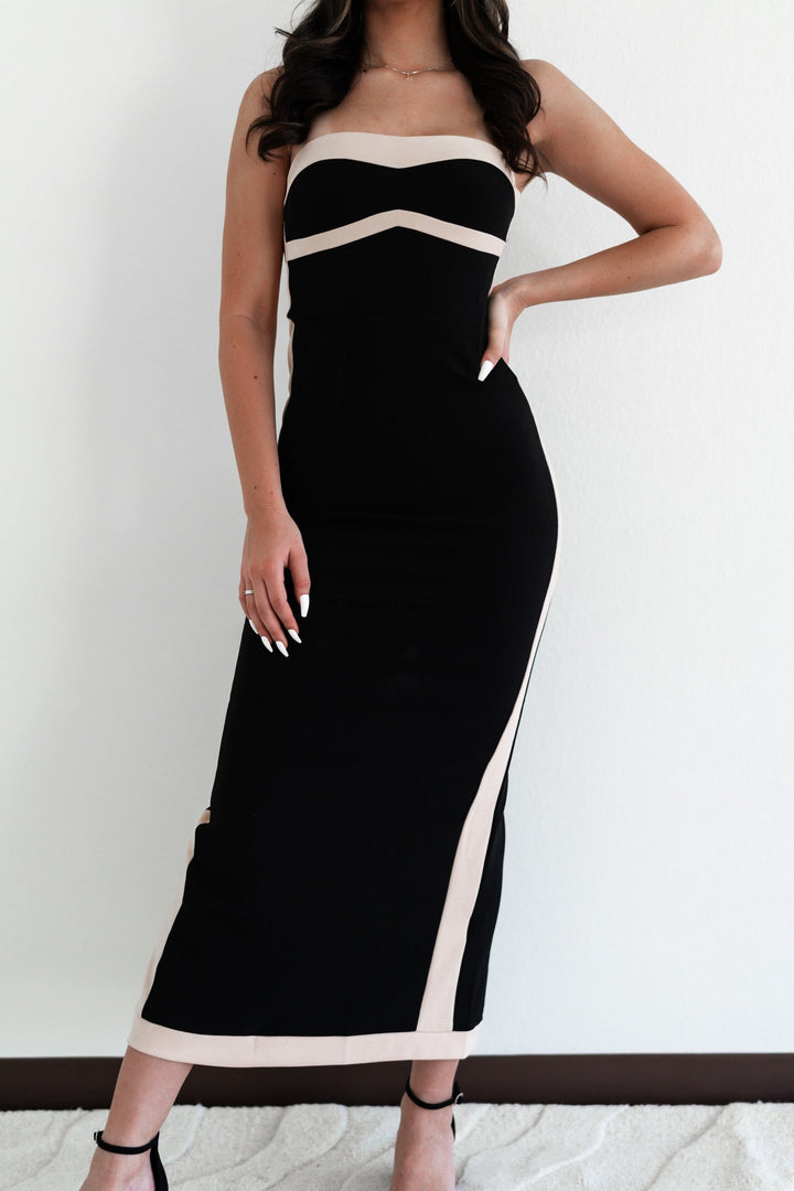 Head Turner Color Block Midi Dress