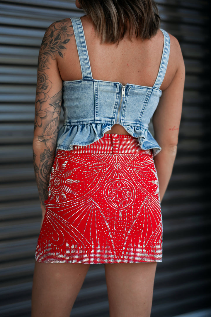 All Night Long Denim Corset Top