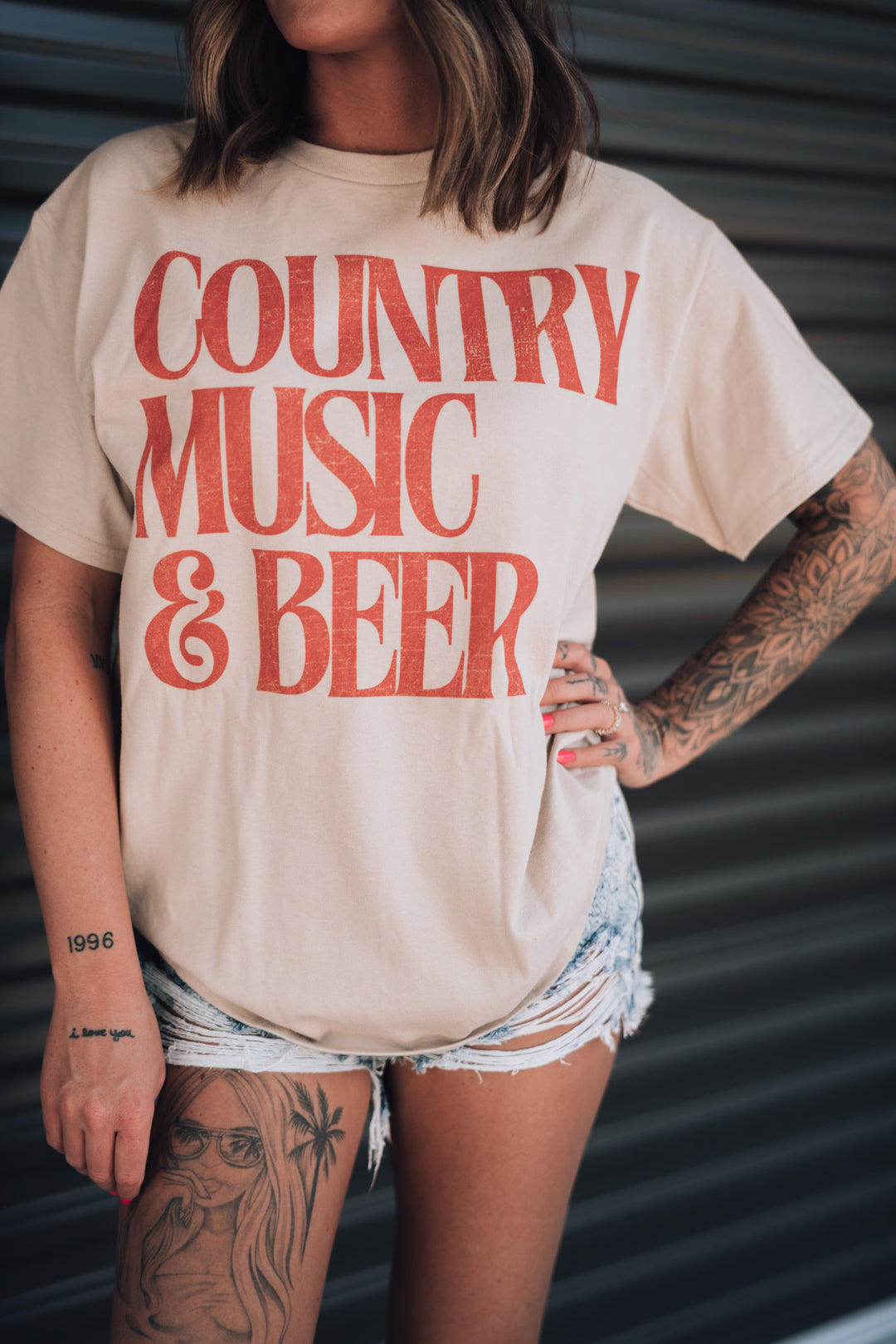 Country Music And Beer Oversized Tee FINAL SALE