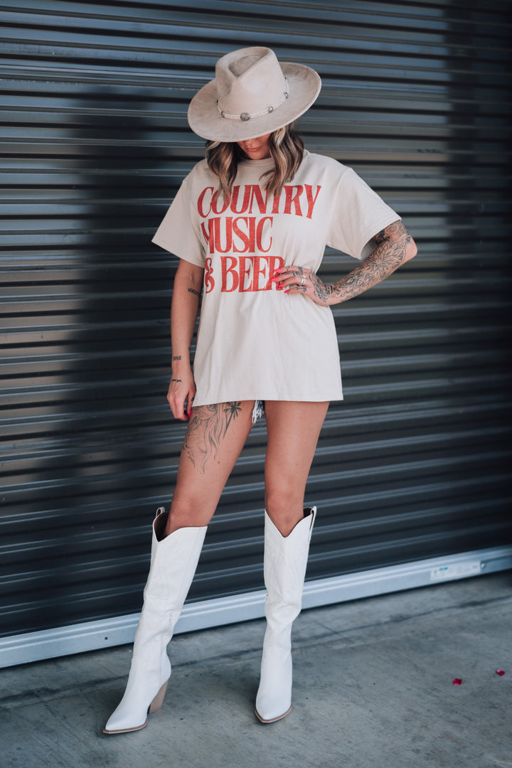 Country Music And Beer Oversized Tee FINAL SALE