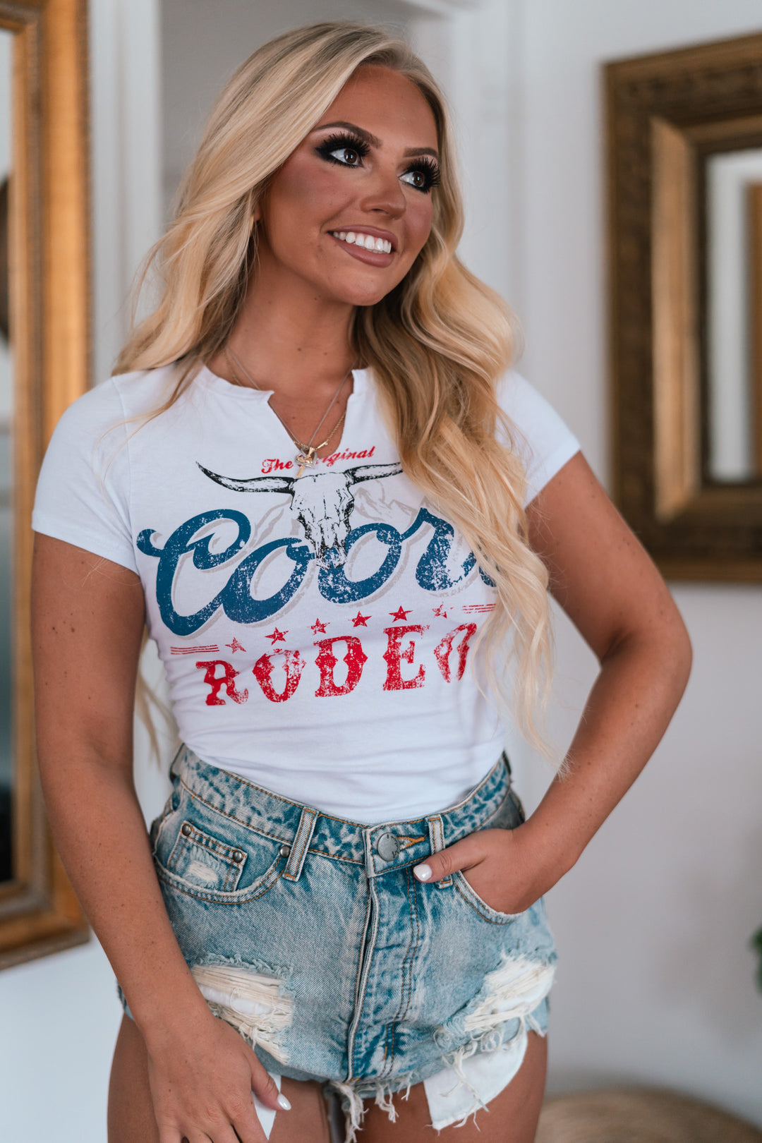 Coors Rodeo V-Neck Crop Top