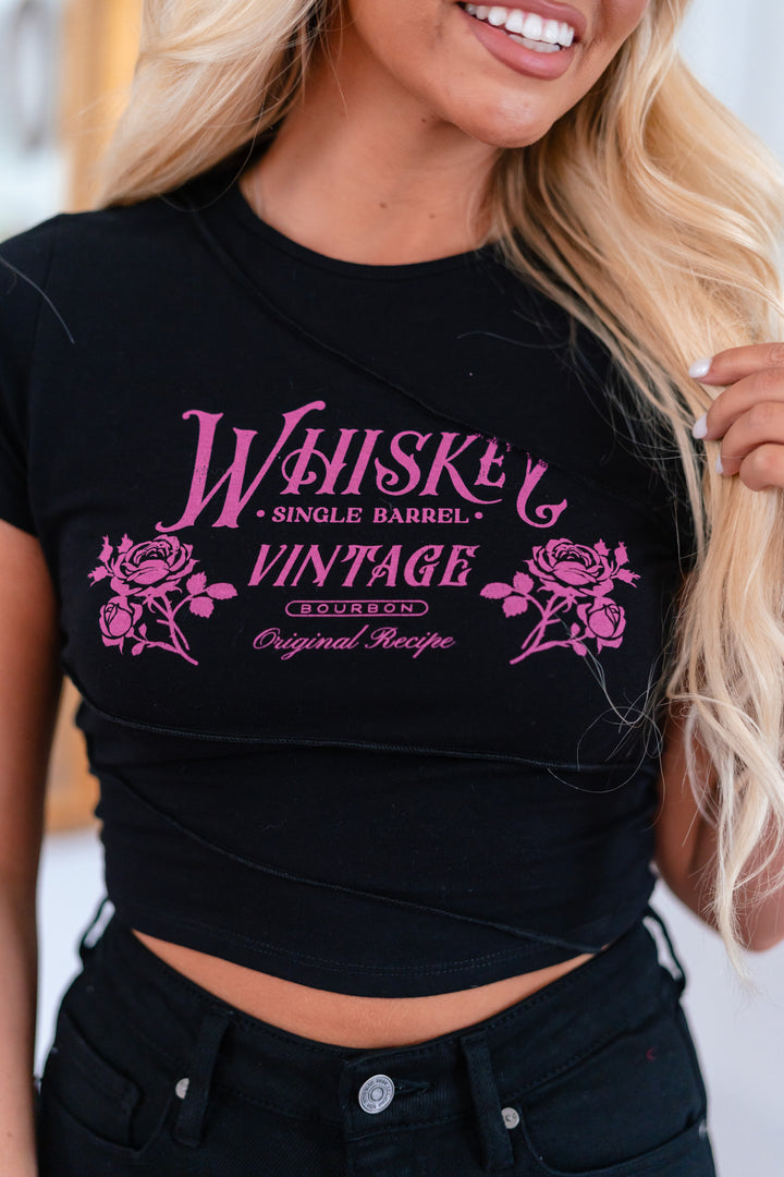 Whiskey Single Barrel Crop Top (Black) FINAL SALE