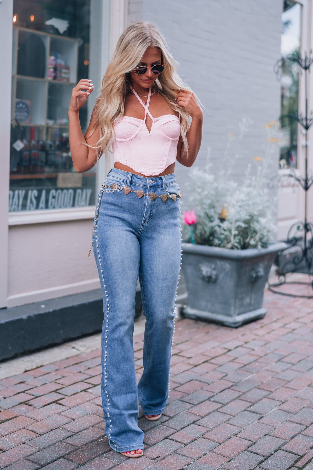 Hurley Eyelet Cami Top (Baby Pink)