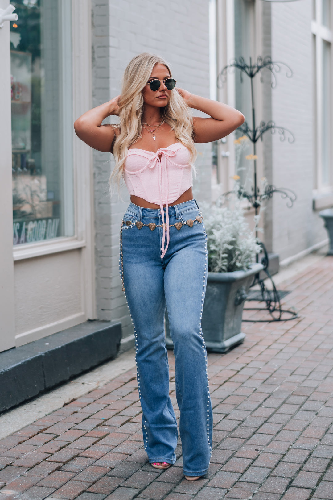 Hurley Eyelet Cami Top (Baby Pink)