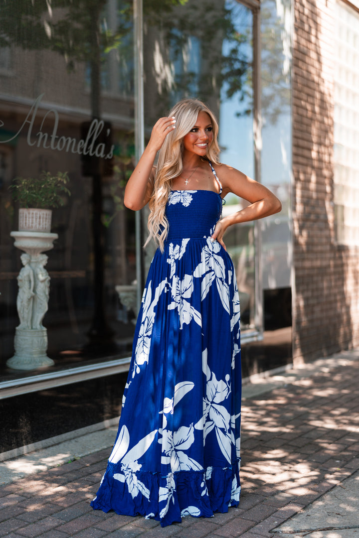 I'll Follow You Smocked Maxi Dress (Midnight) FINAL SALE