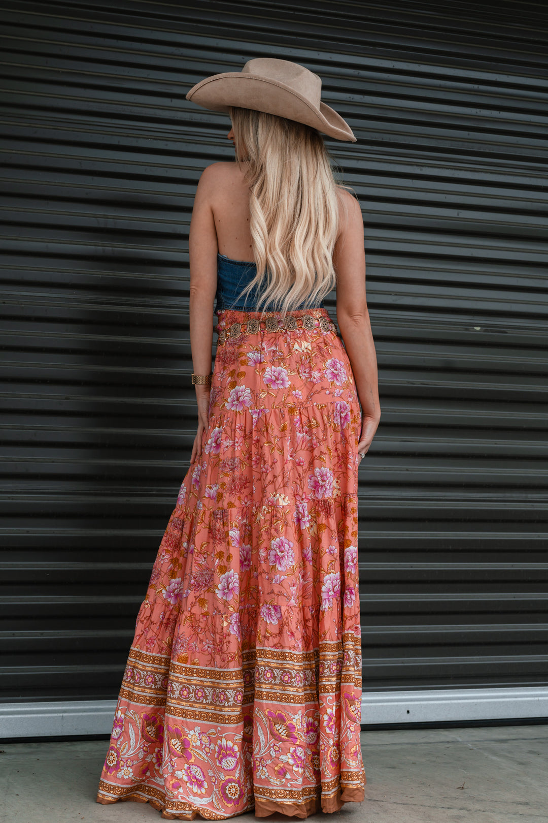 Garden Gossip Floral Maxi Skirt (Pink)