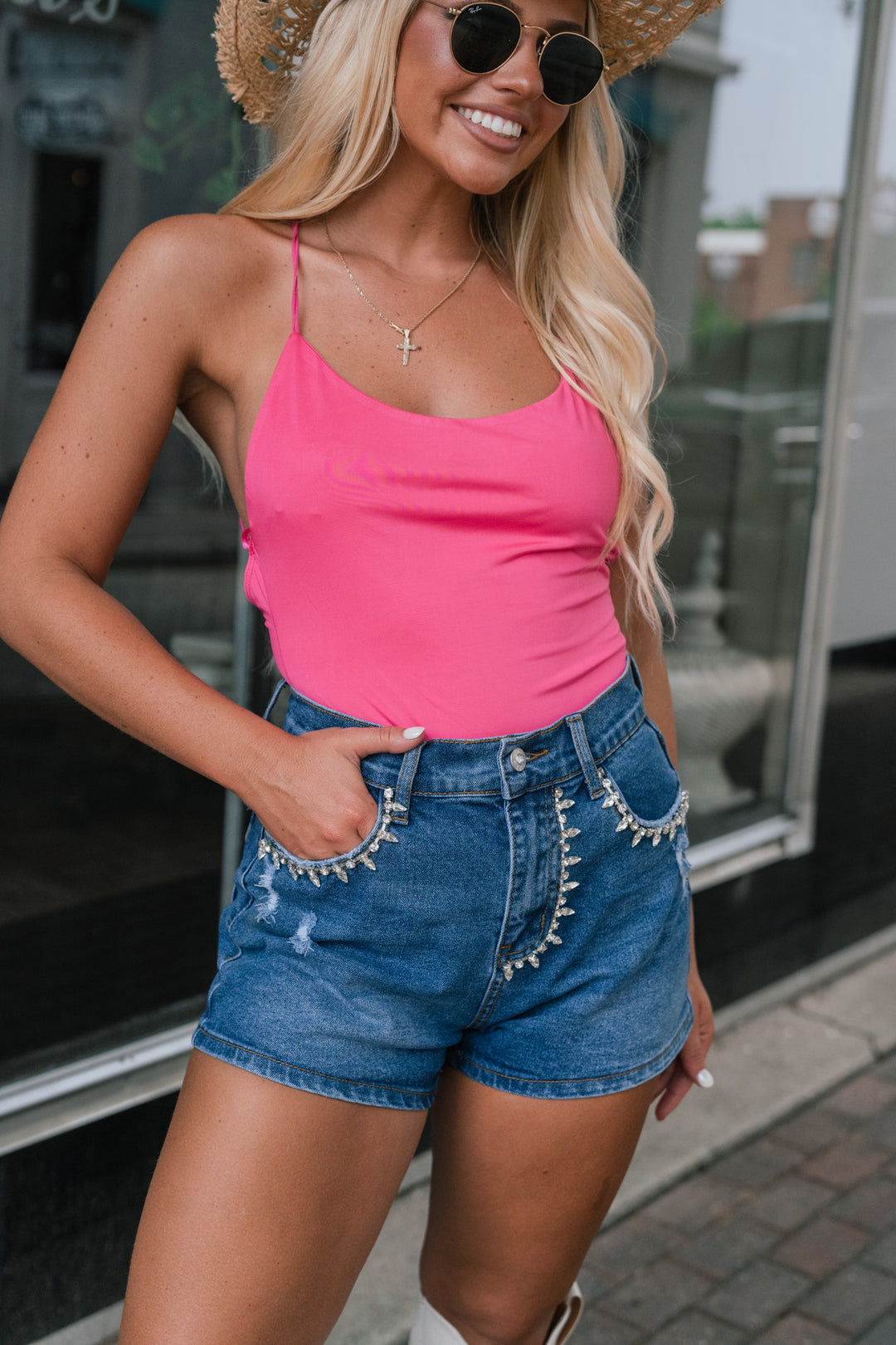 Braelynn Rhinestone Denim Shorts FINAL SALE