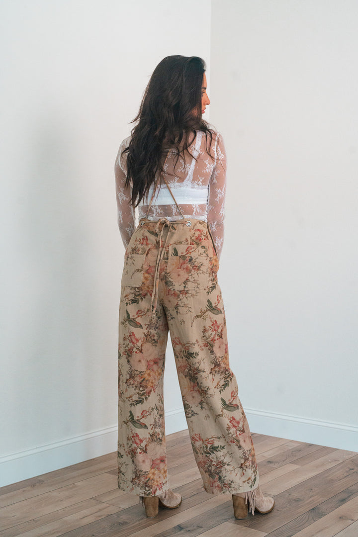 Vintage Floral Wide Leg Overalls