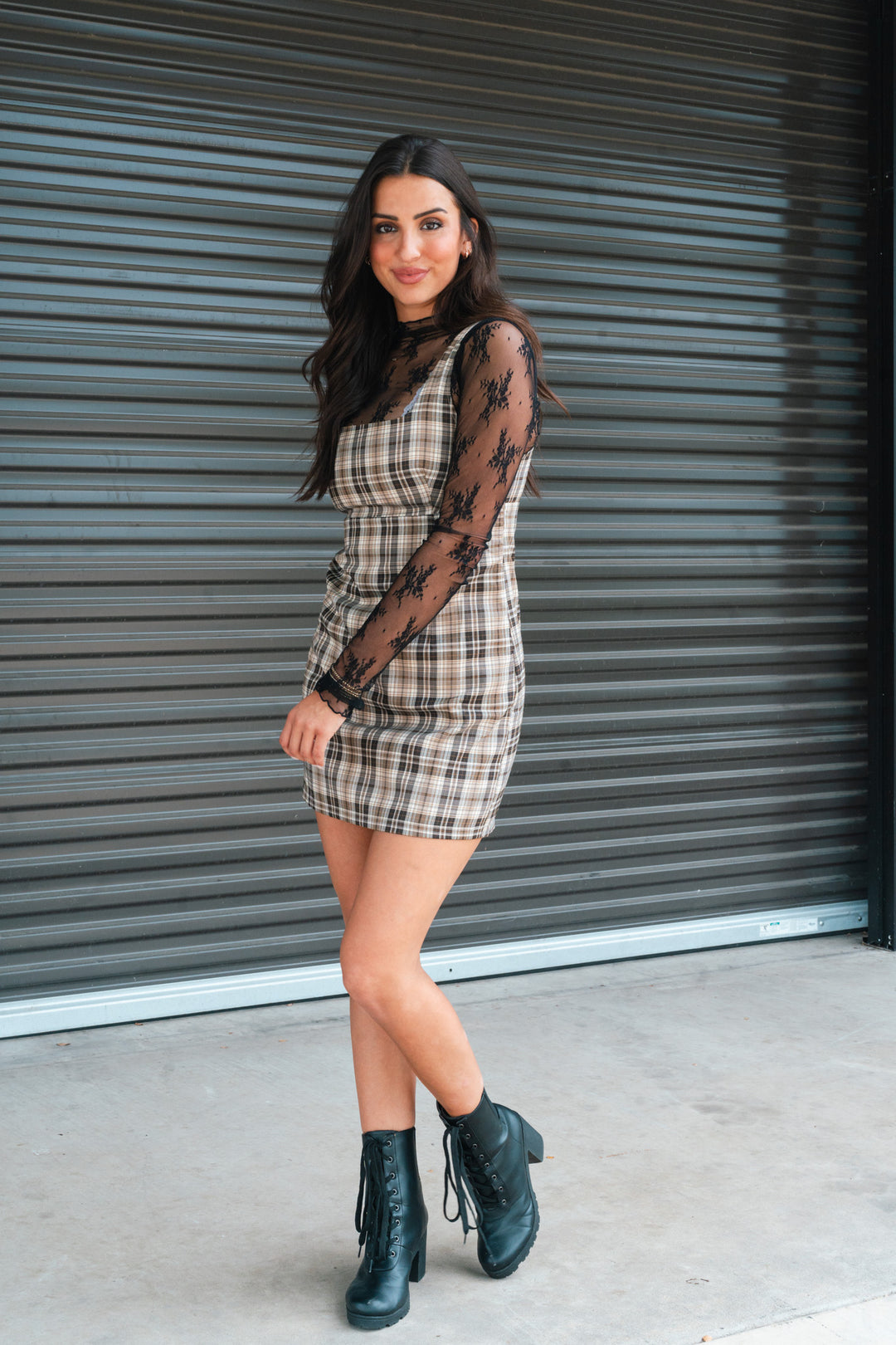 Alexa Plaid Mini Dress