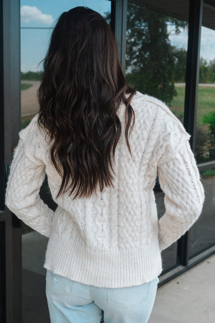 Notch Cable Knit Sweater