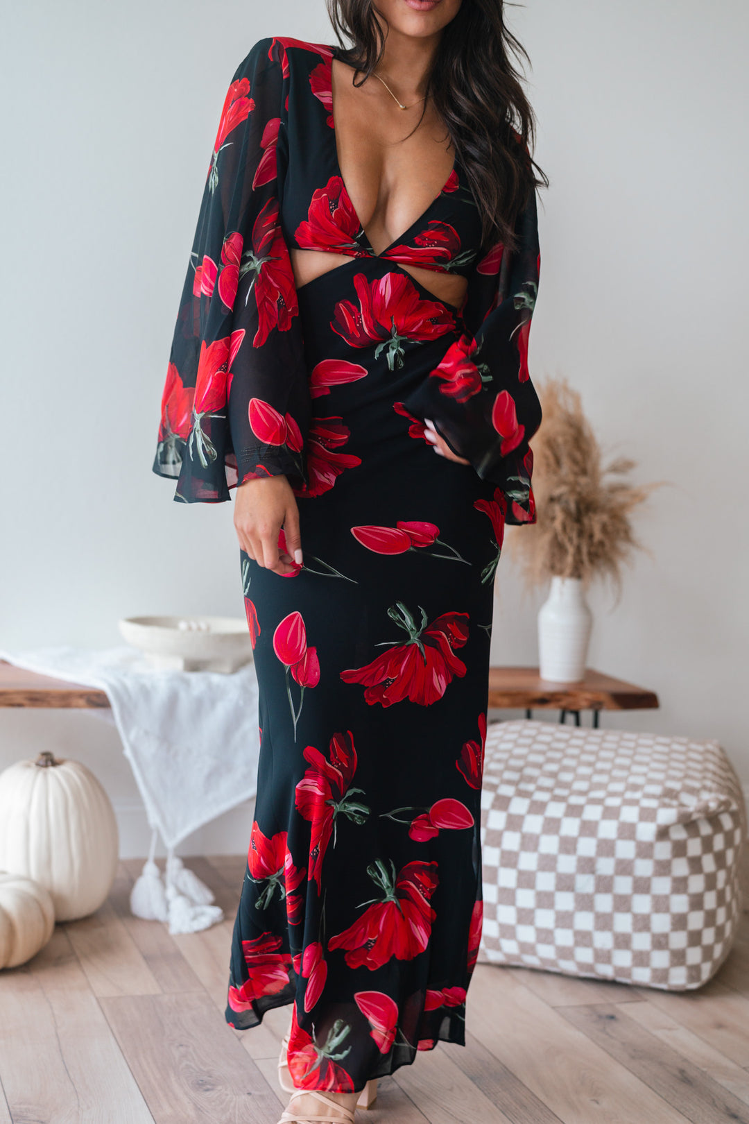 Floral Flutter Maxi Dress