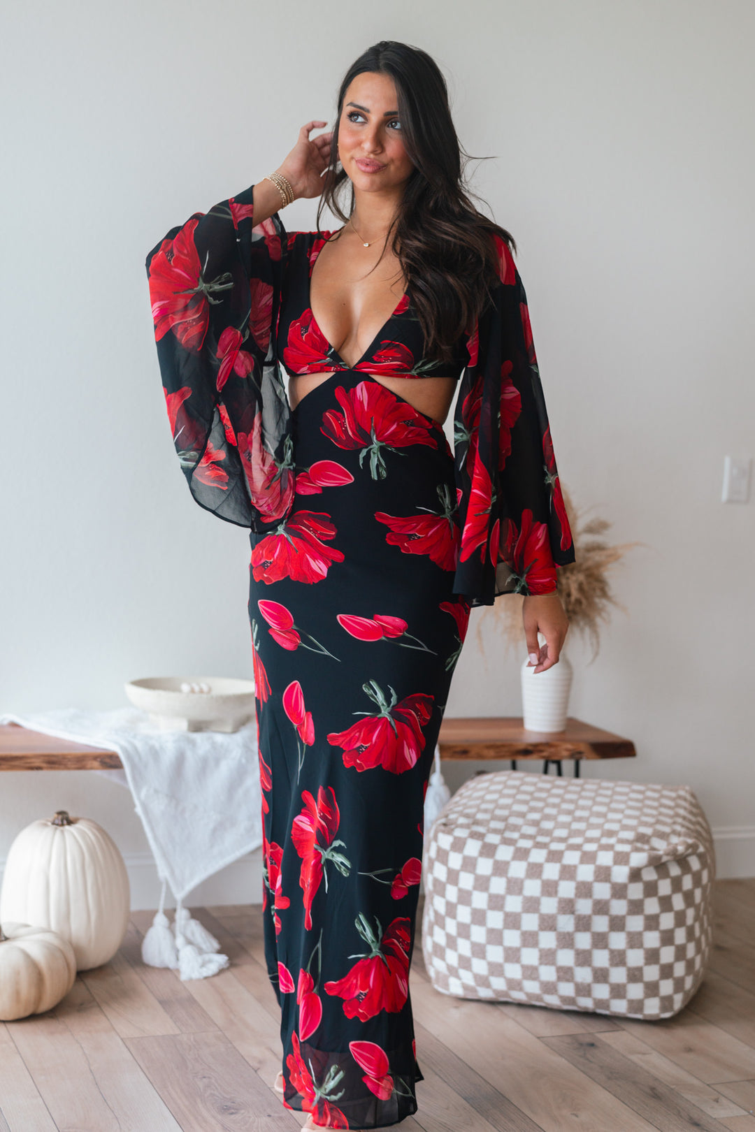 Floral Flutter Maxi Dress