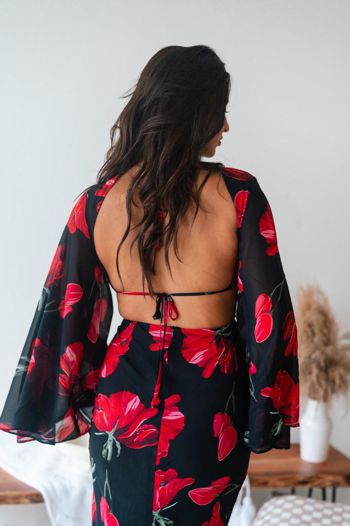 Floral Flutter Maxi Dress