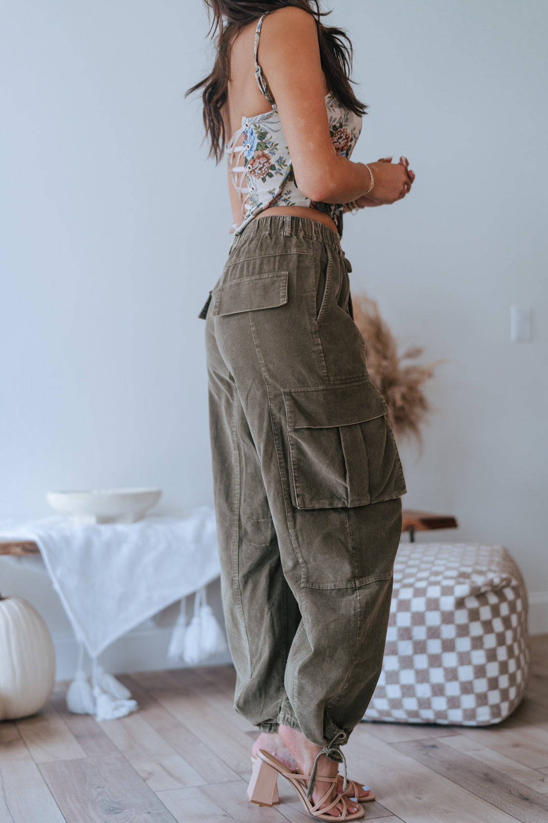 Olive Washed Corduroy Joggers