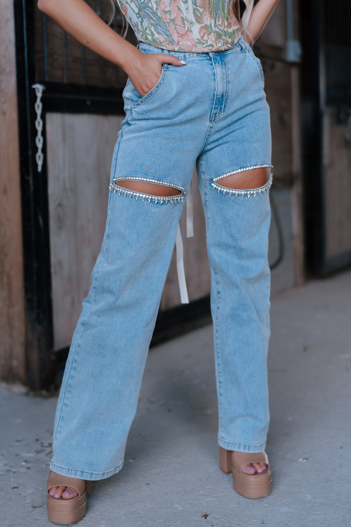 Washed Up Rhinestone Jeans (Denim)