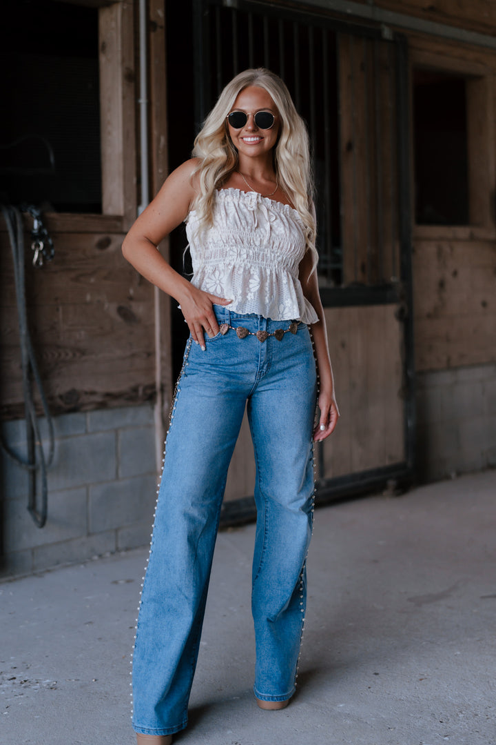 Pearl High-Rise Wide Leg Jeans