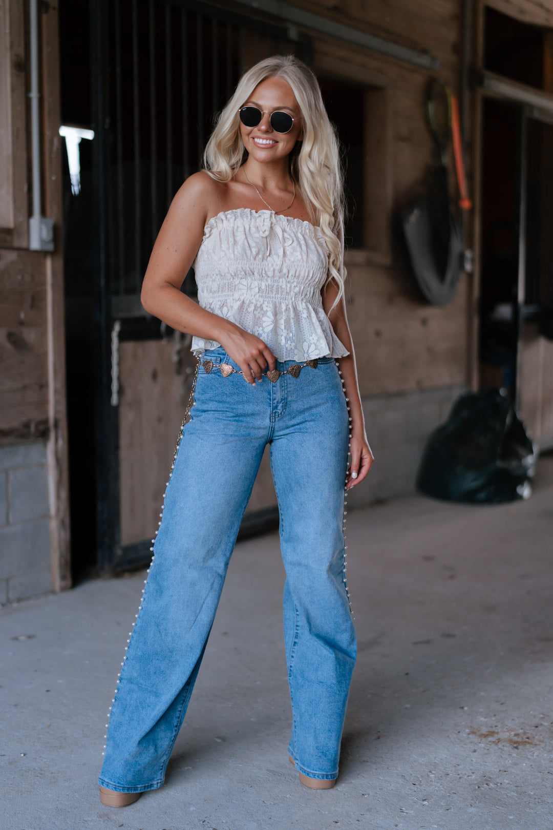 Pearl High-Rise Wide Leg Jeans