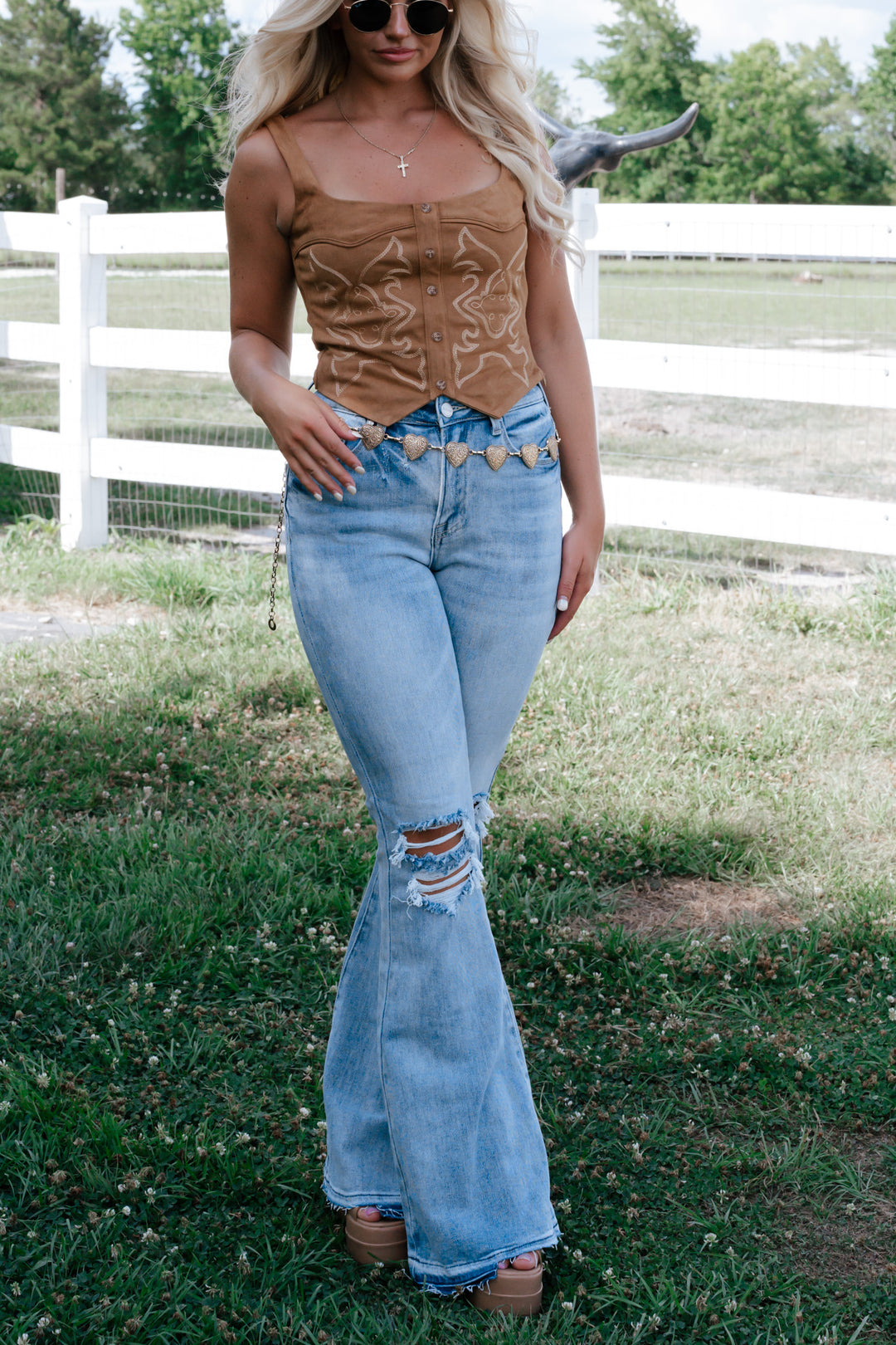 On The Road Distressed Flare Jeans